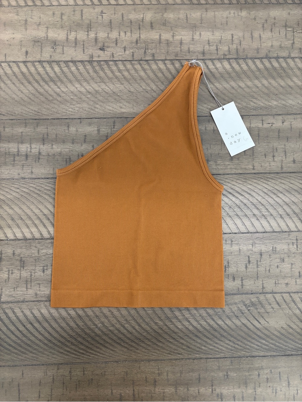 a new day One-Shoulder Ribbed Crop Top - Mustard Orange